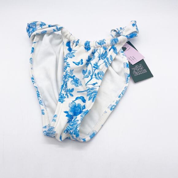 Wild Fable Women's Blue White Floral Cheeky Bikini Bottom with Side Slits SizeXS - Picture 1 of 5